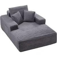 Vevor Chaise longue relax 138 cm, canapé-lit rembourré avec coussins décoratifs & accoudoirs, canapé-lit avec assise profonde pour salon chambre à coucher, fauteuil lounge en éponge très élastique