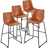 Vevor Tabouret de bar, lot de 4, chaise de bar en cuirPolyuréthaneconfortable, 650 mm de haut, siège de cuisine avec dossier et pieds en métal, sans accoudoirs, pour cuisine et salle à manger, marron
