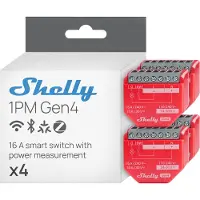 Shelly · Encastrable · « 1PM Gen4 Pack de 4 » · Relais · max. 16 A · 1 canal · Fonction de mesure ·