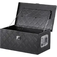 Vevor Boîte à outils pour camion en aluminium, 508x304,8x241,3 mm, coffre de benne de pick-up verrouillage, plaqué à rayures avec poignées latérales et clés pour remorque camping-car camionnette, noir