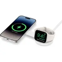 TwelveSouth ButterFly SE 2-in-1 Qi2 sans fil chargeur – Compatible avec iPhones, Apple Watch et AirPods – Inclus un câble de charge USB-C tressé – Utilisable avec adaptateur de puissance USB-C 30W+