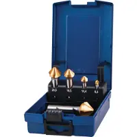 TECWERK Jeu d’embouts à chanfreiner DIN 335 C 90 degr. 6,3-25 mm HSS TiN 5 pièces coffret en plastique (6,3-25mm)