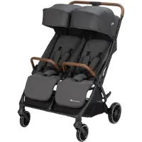 Bebeconfort Mane, poussette jumelle duo, 0+ à 22kg, système de pliage automatique, arceaux de sécurité pivotants, habillage pluie, sac de 8 kg, Mineral Graphite