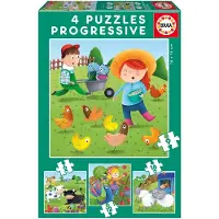 Educa Puzzle - Ukadanka Progresywna 6-9-12-16 El. - Zwierzta Farmy