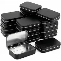 OEM 20 boîtes métalliques rectangulaires avec couvercle, 95 x 60 x 20 mm, noires