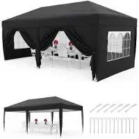 StarTech.com Tente pliante - Tente de réception pop-up 3 x 6 m - 6 parois latérales - Imperméable - Hauteur réglable - Sac de transport - Structure robuste - Noir