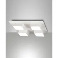 FABAS LUCE Plafonnier Led Carré Lucas 48 W 4160 Lm 3000 K Blanc - Structure Métal Et Méthacrylate, Intensité Variable, Coupure De Phase, Design Moderne Ip20