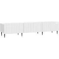 Syfax Meuble TV Blanc brillant 147 x 34,5 x 32 cm Bois d'ingénierie