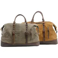 Scippis Sac de voyage Vintage Duffel Travel-Bag Canvas ciré cuir "Kensington" Olive