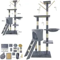 StarTech.com Arbre à chat - Tour d'escalade - 5 niveaux - 50 x 35 x 140 cm - Sisal, bois et tubes en carton - Gris