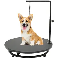 Markenlos Blithe - Table de dressage pour chiens - Tables de dressage pour chiens - Pliable - Réglable - Table ronde 24 pouces - Noir