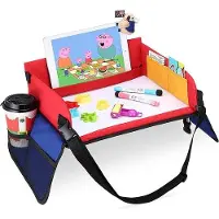 OEM Feuille de service à genoux pour enfants - table de spéléologie avec plaque à dessin amovible et crayons de couleur - idéal pour le jeu, les repas, la voiture, l'avion Table de voyage pour enfants