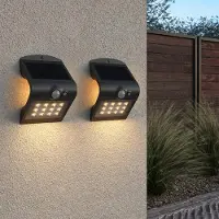HOFTRONIC™ - Applique murale solaire 1,5W 3000K IP65 Noir détecteur de mouvement