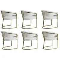 AEA Chaises de salle à manger modernes avec des touches dorées et un revêtement blanc