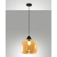 FABAS LUCE Suspension Maia En Métal Et Verre Soufflé, Couleur Ambre, Ø 310 Mm, E27 60 W, Ip20 - Design Moderne Et Élégant Pour L'Éclairage Intérieur