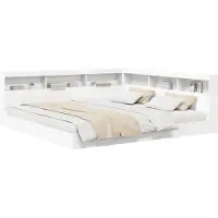 vidaXL : Lit avec étagères intégré, blanc, 180 x 200 cm, en panneaux de particules