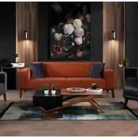 AEA Orange Dreisitzer Couch Couchen Sofa Elegante Sitzmöbel Sofa Wohnzimmer Samt
