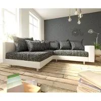 DELIFE Canapé Clovis blanc noir accoudoir ottoman gauche canapé module