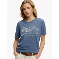 Superdry pour femme. W1011850A T-shirt du travailleur de l'industrie bleu (M), Casuel, Coton, Manche courte