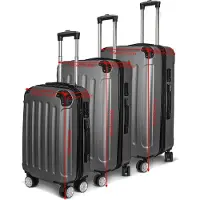 StarTech.com Valise trolley - Ensemble de 3 pièces - Coque rigide en ABS - Serrure TSA - Roulettes multidirectionnelles à 360° - Gris foncé
