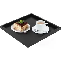 Markenlos Feuille de service 60x60 Fait main Bois noir Carré Rectangulaire Feuille de service décorative pour la maison Cuisine Restaurant - 30x30x2cm