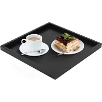 Famanu Feuille de service 60x60 Fait main Bois noir Carré Rectangulaire Feuille de service décorative pour la maison Cuisine Restaurant - 30x30x2cm