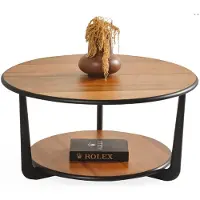 AEA Table basse moderne, ronde, neuve, pour salon, confortable, luxueuse, élégante, en bois, couleur marron