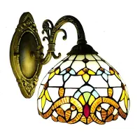 StarTech.com Style baroque vintage - Applique murale - Abat-jour en verre - Finition antirouille - Montage mural - Alliage de fer - 220 V CA - Ampoule non fournie - Marron