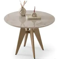 AEA Table basse moderne, idéale pour un salon, de couleur beige, ronde, élégante, stylée, confortable et neuve
