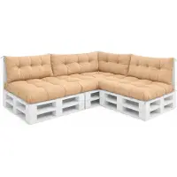 VBChome Coussins pour palettes 120 x 80, 120 x 40 et 70 x 40 cm pour palettes Europe, meubles, support de palette, jardin, balcon, 12 couleurs, rembourrage en flocons de mousse, beige, lot de 7