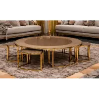 JVmoebel Table basse beige exclusive avec finitions dorées luxueuses