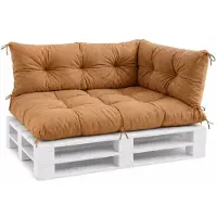 VBChome Coussins pour palettes 120 x 80, 120 x 40 et 70 x 40 cm pour palettes Europe, meubles, support de palette, jardin, 12 couleurs, rembourrage en flocons de mousse, marron clair, lot de 3