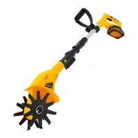 StarTech.com Motoculteur électrique - Motoculteur sans fil 20 V - Poignée réglable - Interrupteur de sécurité - 250 tr/min - Autonomie de 40 min - Temps de charge : 1 à 3 h - Jaune et noir