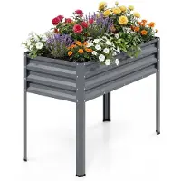 Costway Jardinière surélevée en métal , jusqu'à 80 kg, avec trous de drainage, pour légumes, fruits, fleurs et herbes aromatiques, 112 x 55 x 81 cm (gris)
