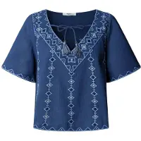 Pepe Jeans pour femme. PL3051413 Chemisier Darling bleu (M), Casuel, Coton, Manche courte