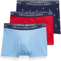 Ralph Lauren pour homme. 714830299207 Set 3 boxers en coton stretch bleu, rouge, marine (XL), Homewear, Multicolore