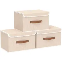 OEM Boîte de rangement pliable en 3D avec couvercle, organiseur de vêtements, lavable en machine, beige, 26 x 20 x 17 cm