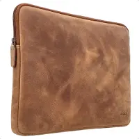 Accezz Pochette ordinateur Leather avec fermeture éclair 13-14 pouces - Cognac