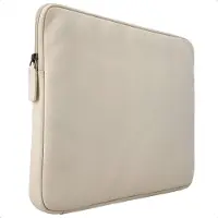 Accezz Pochette ordinateur Leather avec fermeture éclair 15-16 pouces - Beige