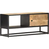 Sonstiges Meuble TV avec porte sculptée 90x30x40 cm Bois de manguier brut