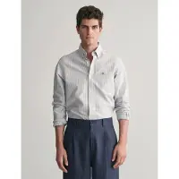 Gant pour homme. 3000232 Chemise oxford slim fit à fines rayures bleues (4XL), Casuel, Coton, Manche longue