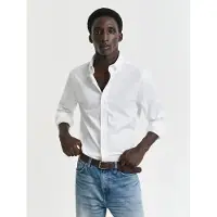 Gant pour homme. 3000302 Chemise cintrée Pinpoint Oxford blanc (L), Casuel, Coton, Classique, Manche longue