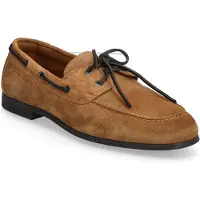 Tommy Hilfiger pour homme. FM0FM05863 Chaussures bateau en cuir marron avec semelles flexibles (45), Plat, Lacets, Casuel