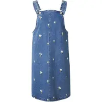 Pieces Jupe-salopette 'PCFlora' bleu denim / jaune clair / vert clair / blanc