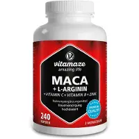 Vitamaze Maca 4:1 hautement dosé + gélules de L-arginine, 240 gélules
