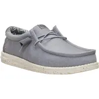HEY DUDE pour homme. HD40700 Trainers Wally Stretch Canvas grey (42), Tissu, Plat, Lacets, Casuel, Gris