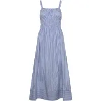 BOSS pour femme. 50559218 Robe en popeline de coton à rayures verticales bleu (36), Casuel, Classique, Sans manches / bretelles