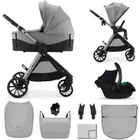 Kinderkraft Poussette 3-en-1 VESTO 2 avec nacelle, siège auto MINK PRO 2, siège sport réversible, système de voyage, gris