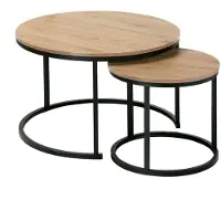 CALICOSY - Lot de 2 Tables Basses Gigognes Rondes L70 cm - LENNY