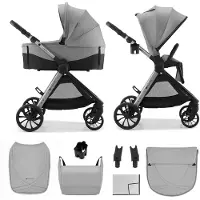 Kinderkraft Poussette 2-en-1 VESTO 2 avec nacelle, siège sport réversible, pliage avec siège, roues 8/11 pouces, accessoires, gris